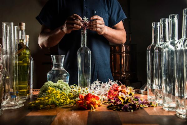 Foraged flowers at Mil’s distillery