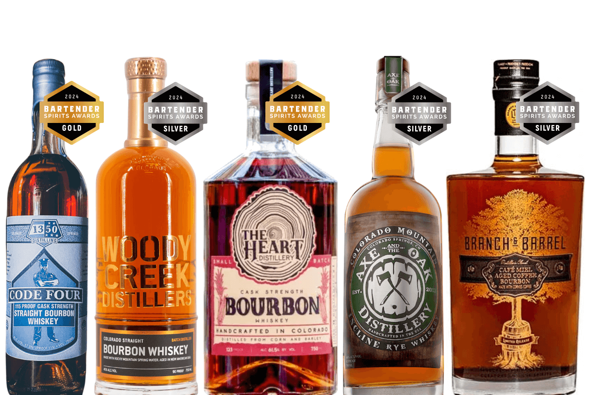 Winning products from Colorado Distillers Guild Members at the 2024 Bartender Spirits Awards