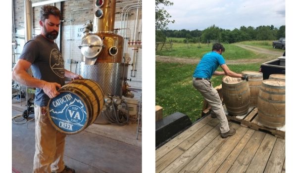 Snaps of the Catoctin Creek Distillery Life, Photo credit (left): Catoctin Creek Distillery, Photo credit (right): Edward Harris.