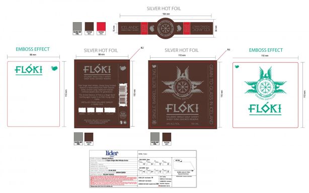 Logo for: Flóki, Icelandic Single Malt Whisky, Sheep dung smoke reserved. 